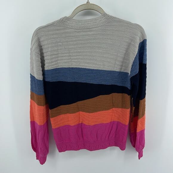 Trina Turk Diorama 100% merino wool color block crewneck pullover sweater sz XS - Picture 6 of 6
